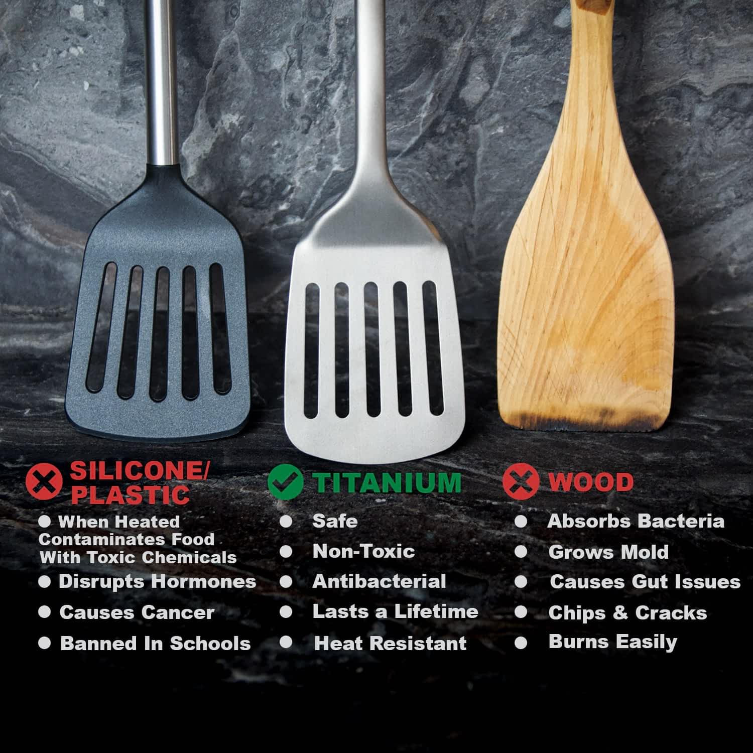 Taima® 100% Pure Titanium Spatula / Utensils. - Image 4